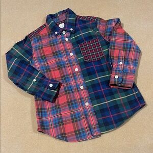 CREWCUTS BY J CREW TODDLER BOYS MULTI PLAID BUTTON DOWN SHIRT SIZE 4/5